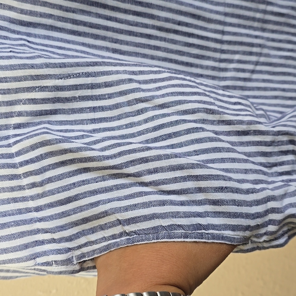 Tahari Striped Linen Tunic Top - Picture 4 of 7